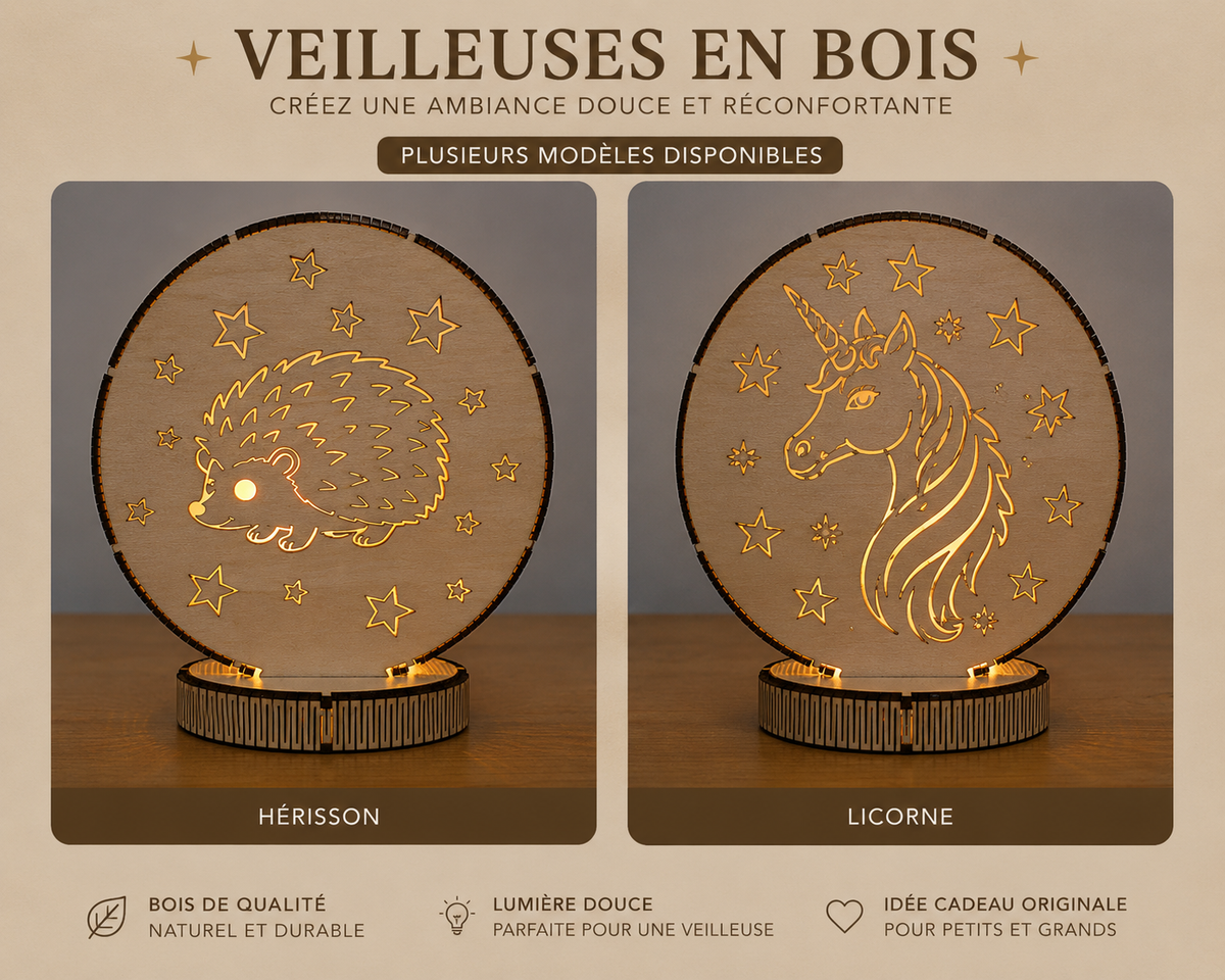 Veilleuse personnalisée – Hérisson sous les étoiles