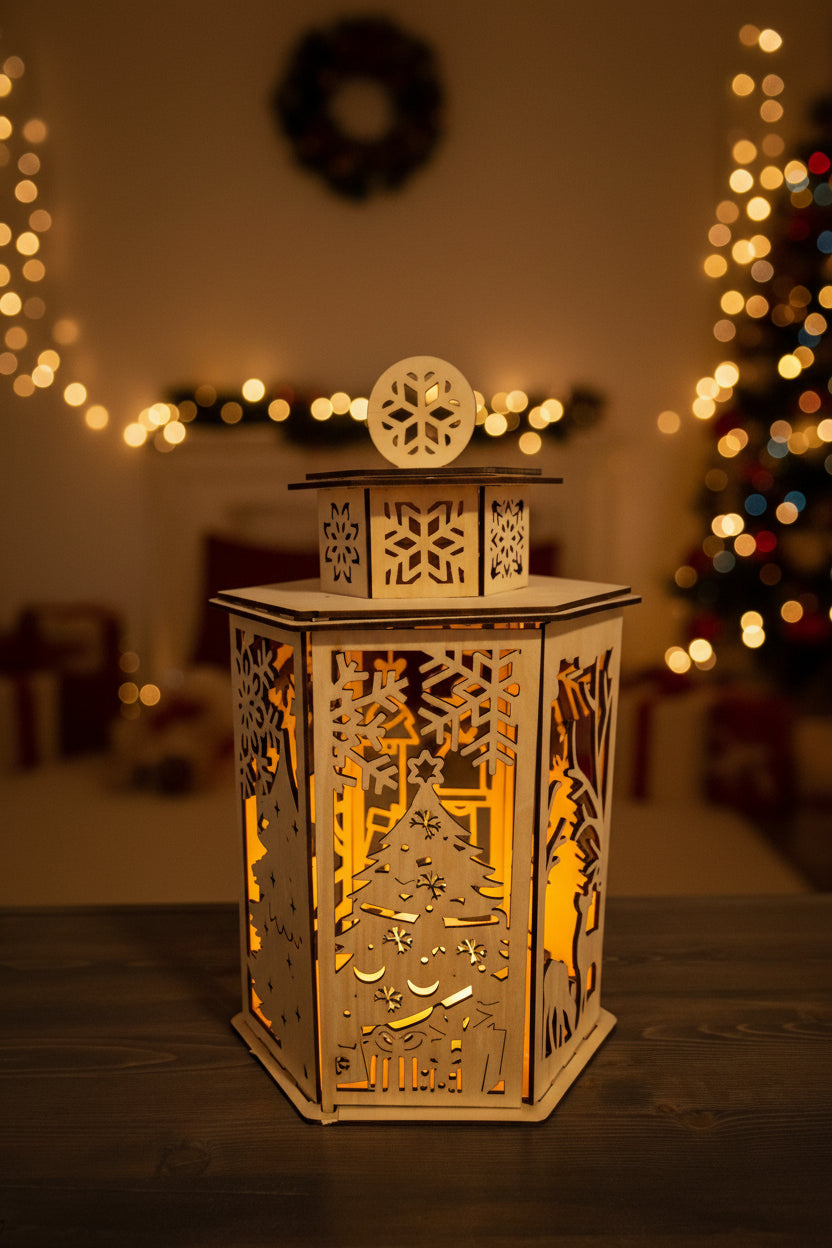 🕯️ Lanterne de Noël en bois