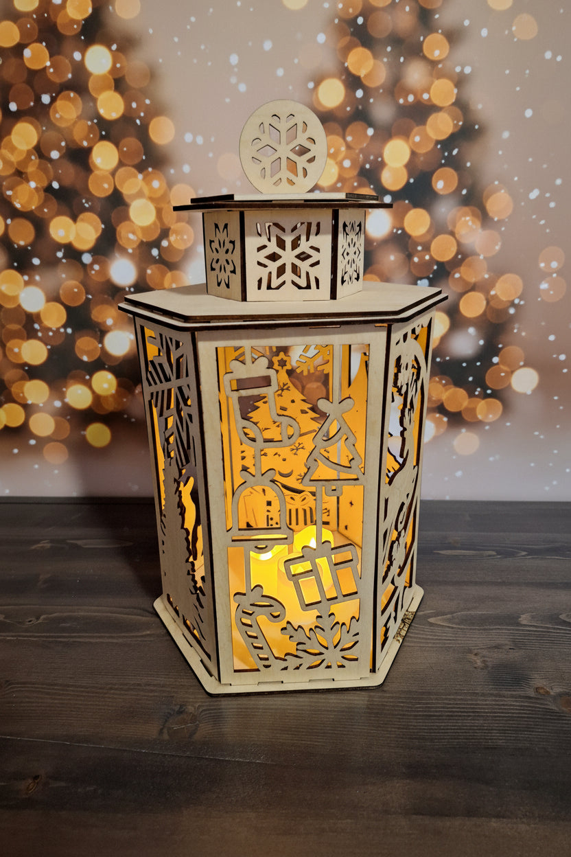 🕯️ Lanterne de Noël en bois