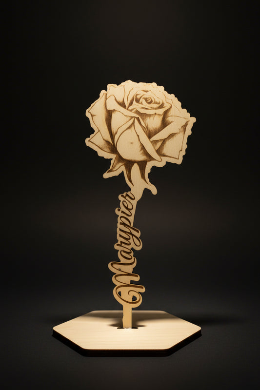 🌹 Fleur personnalisée en bois
