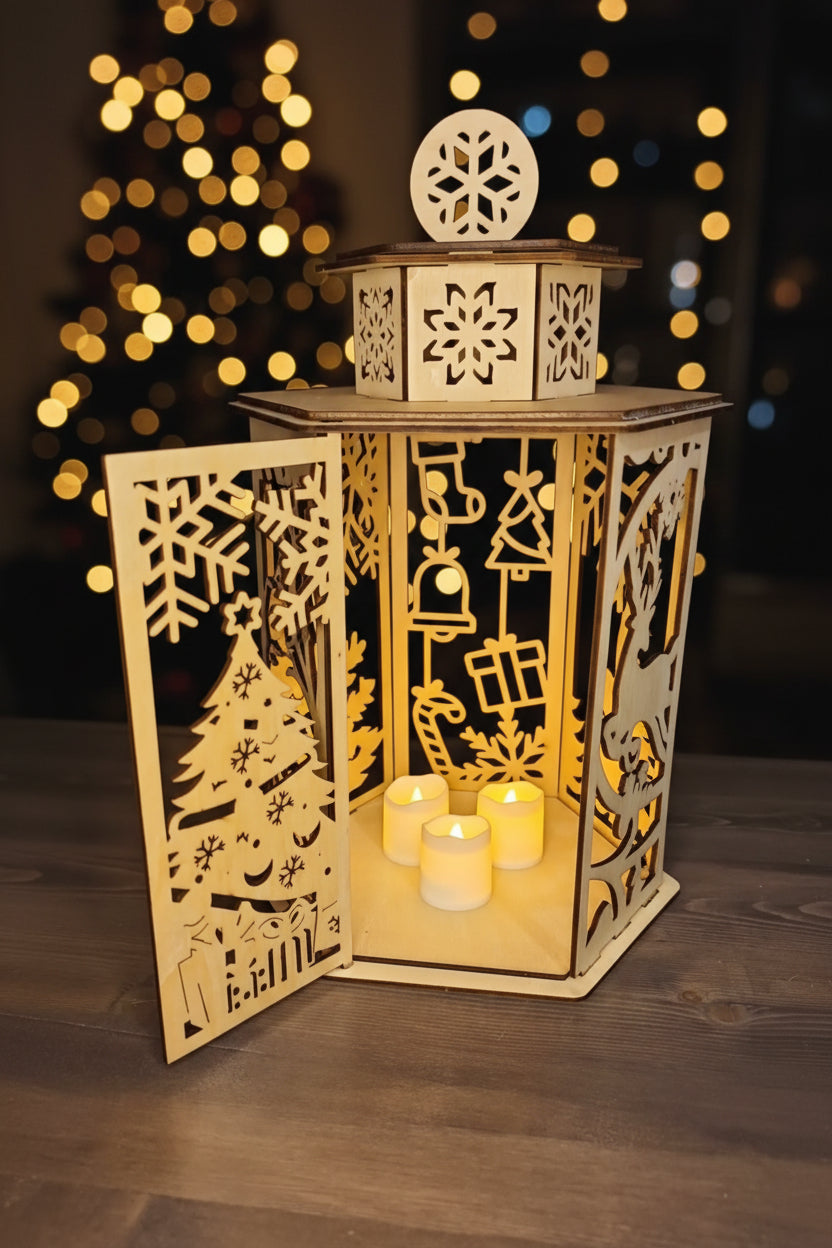 🕯️ Lanterne de Noël en bois