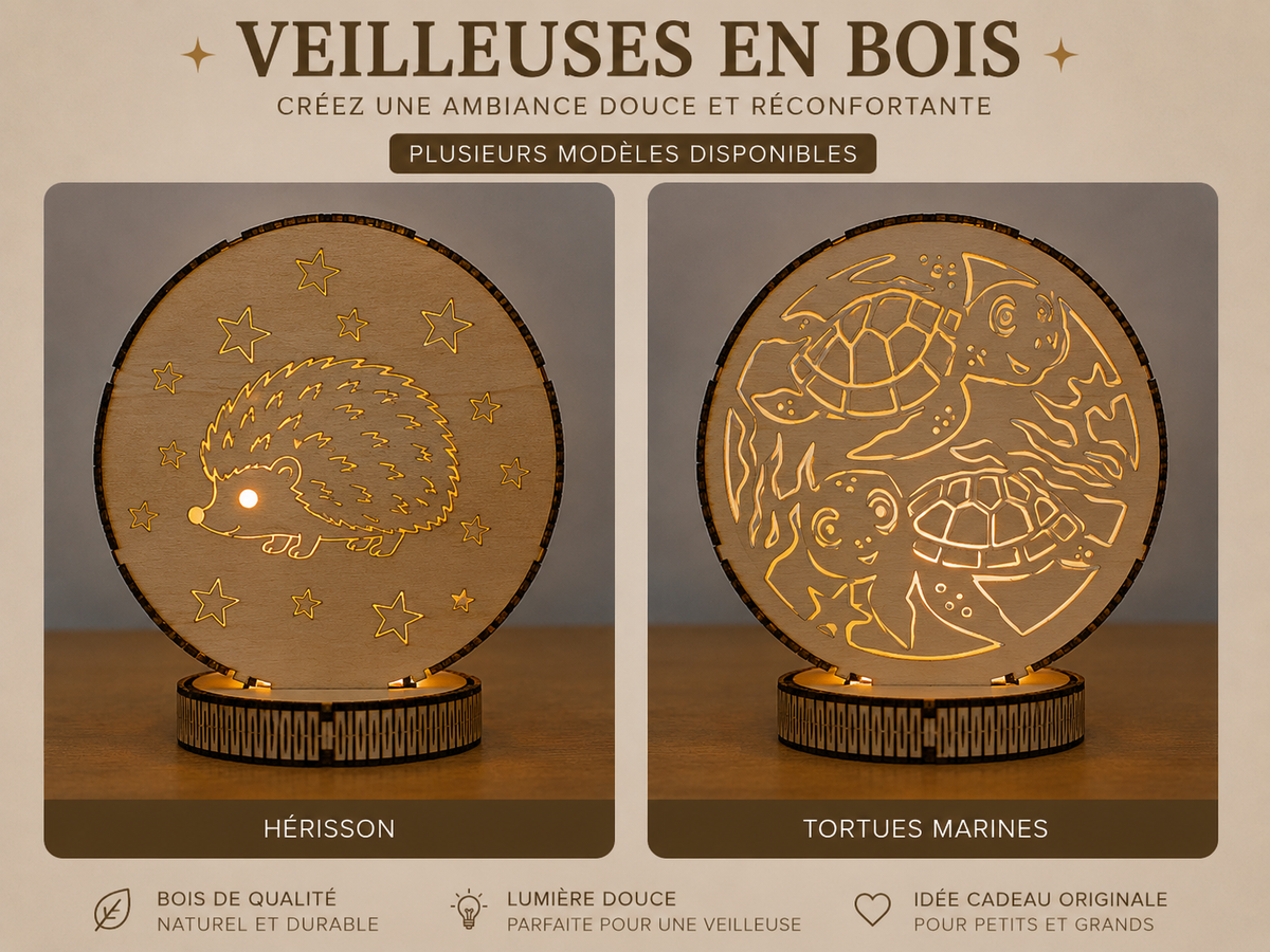 Veilleuse personnalisée – Hérisson sous les étoiles