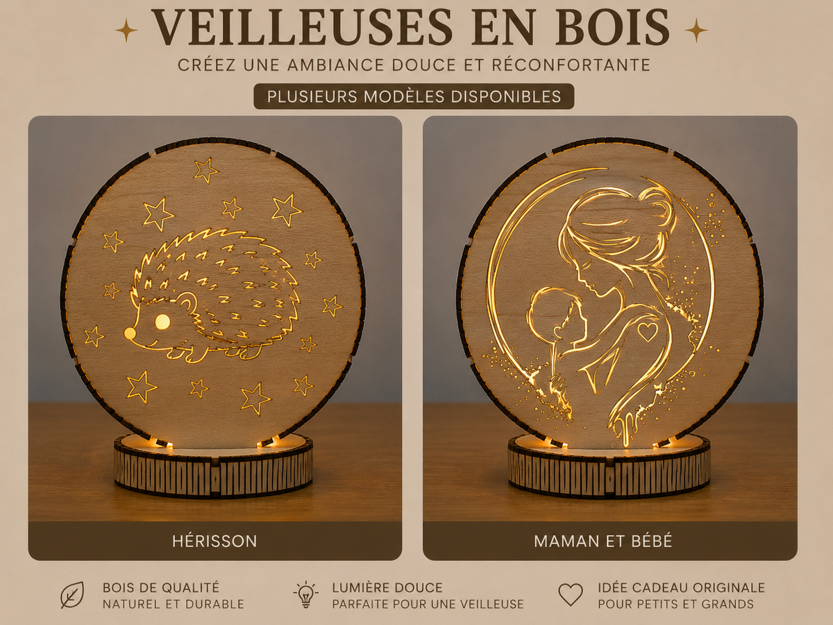 Veilleuse personnalisée – Hérisson sous les étoiles